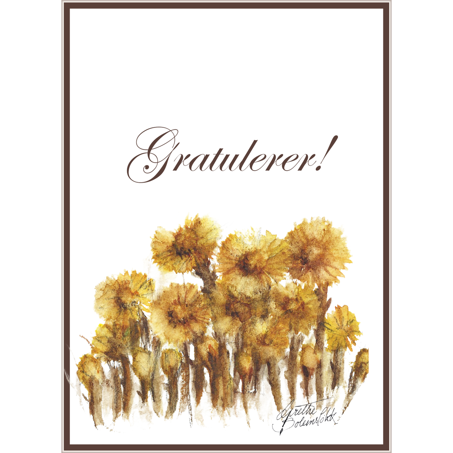 Kort med blomstermotiv, doble m/ konvolutt